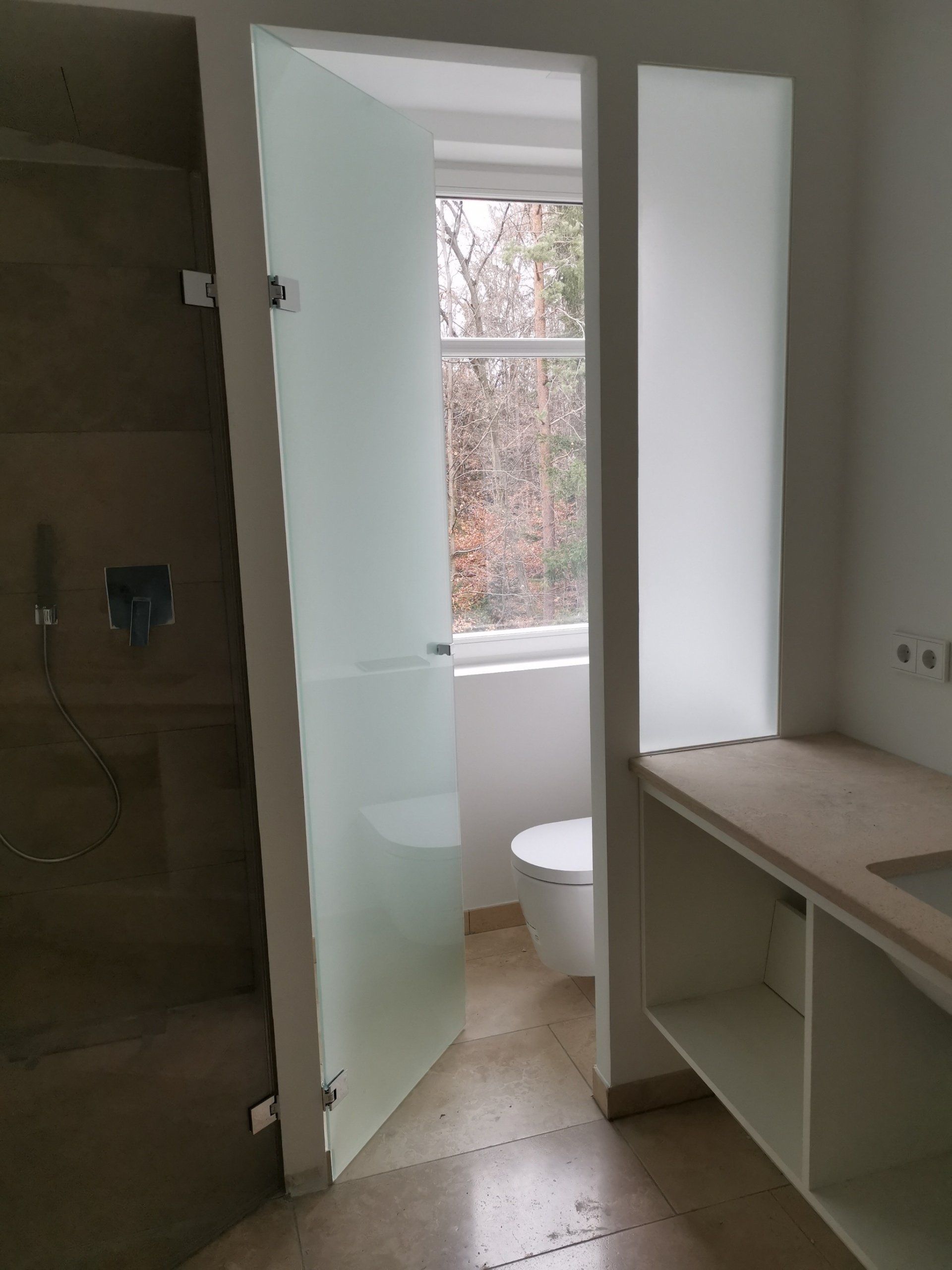 Toilettentüre Ganzglas Satinato von MEINE GLAS DUSCHE