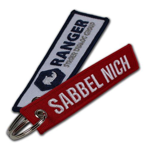 Schlüsselanhänger Textil, Stoff, bestickt oder gewebt mit dem eigenen Wappen, Logo oder Motiv von der W. Schwemmlein GmbH aus Bayreuth