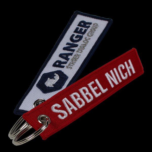 Schlüsselanhänger Textil, Stoff, bestickt oder gewebt mit dem eigenen Wappen, Logo oder Motiv von der W. Schwemmlein GmbH aus Bayreuth