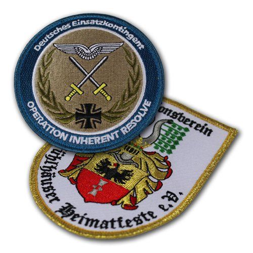 Stickabzeichen, Ärmelabzeichen bestickt, gewebt oder bedruckt von der W. Schwemmlein GmbH mit dem eigenen Wappen, Logo oder Motiv