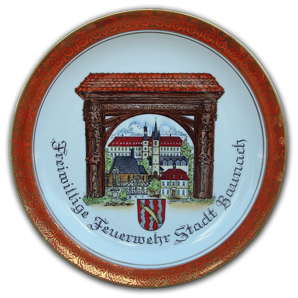 Ehrenteller 31 cm Wandteller, Ehrenteller bedruckt mit dem eigenen Motiv, Wappen oder Logo von der Schwemmlein GmbH aus Bayreuth
