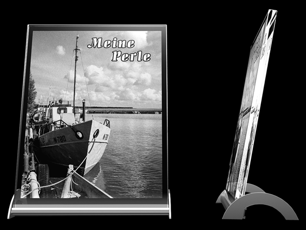 Flachglas beleuchtet 180 x 240 x 10 mm Flachglas beleuchtet, Glastrophäe für individuelle Gravuren, Glasinnengravuren