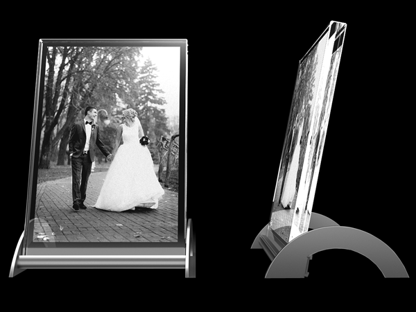 Flachglas beleuchtet 100 x 150 x 10 mm Glastrophäe, Flachglas beleuchtet für individuelle Gravuren, Glasinnengravuren