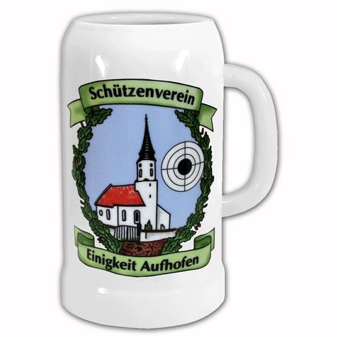 Maßkrug Füssen bedruckt mit dem eigenen Motiv, Wappen oder Logo von der Schwemmlein GmbH aus Bayreuth