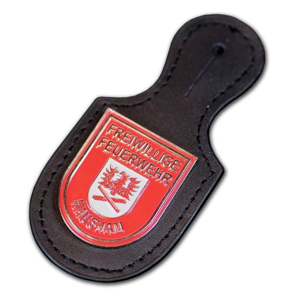 Brustanhänger, Verbandsabzeichen, Lederanhänger für die Feuerwehr mit dem eigenen Wappen, Logo oder Motiv, fertigt die W. Schwemmlein GmbH aus Bayreuth in geprägter oder gedruckter Ausführung