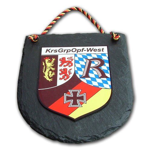 Kunststoffwappen mit UV-Versiegelung, Textschleifen oder Textbalken mit eigenem Wappen, Logo oder Motiv von der W. Schwemmlein GmbH für Bundeswehr, Polizei, Bundespolizei, Zoll, Organisationen, Vereine oder Privat.