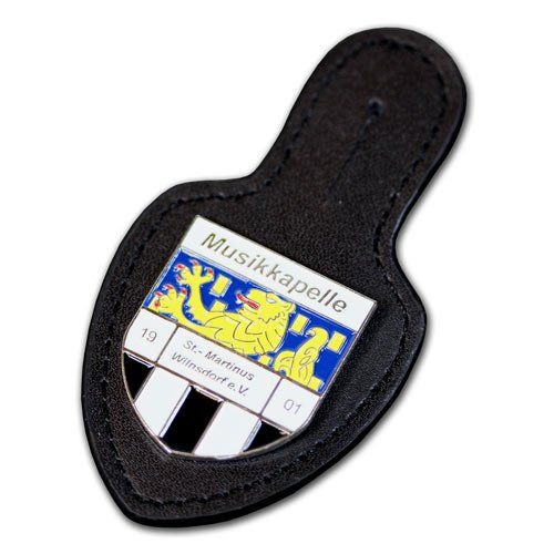 Verbandsabzeichen, Brustanhänger, Lederanhänger, Metallwappen auf Leder mit eigenem Wappen, Logo oder Motiv, gedruckt oder geprägt von der W. Schwemmlein GmbH aus Bayreuth