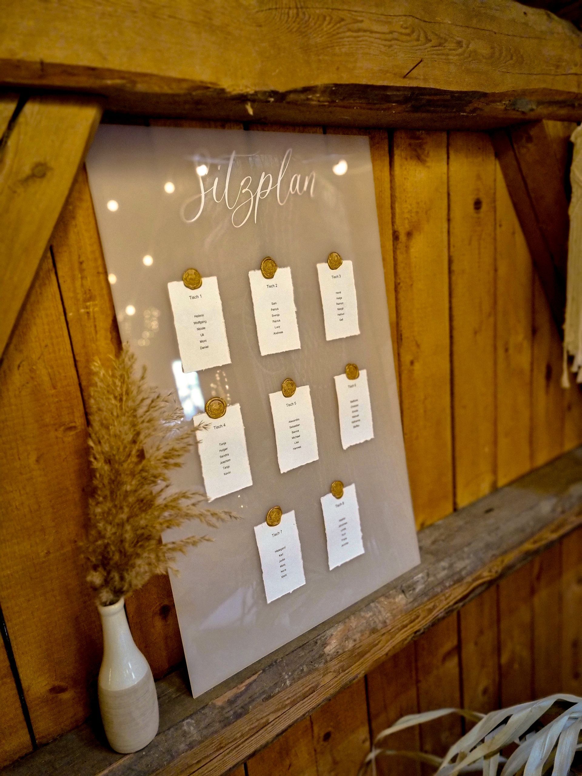 Sitzplan find your seat Tischplan Hochzeit Acryl