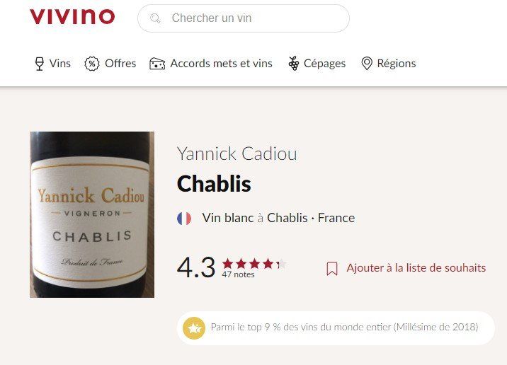 Chablis biologique Yannick Cadiou