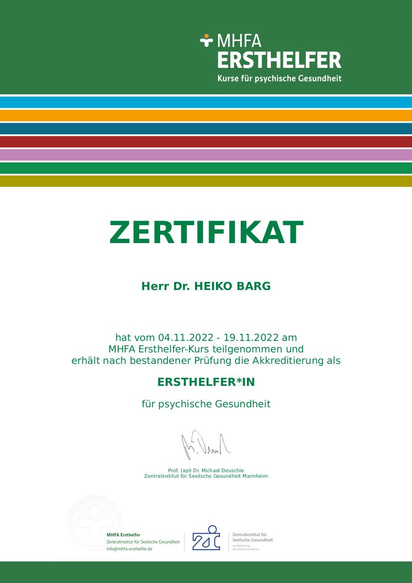MHFA Certificate