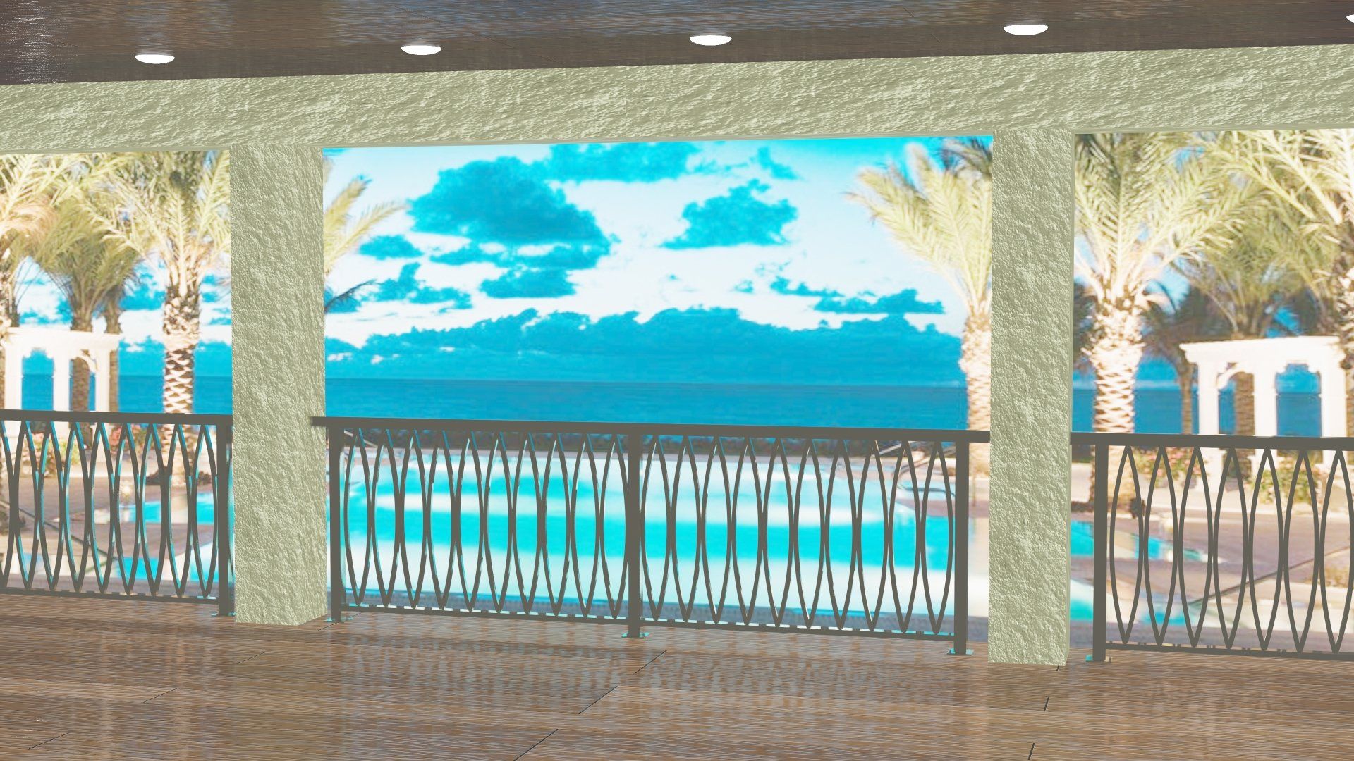 Custom and Unique Aluminum powder coated welded Railing with oval pickets