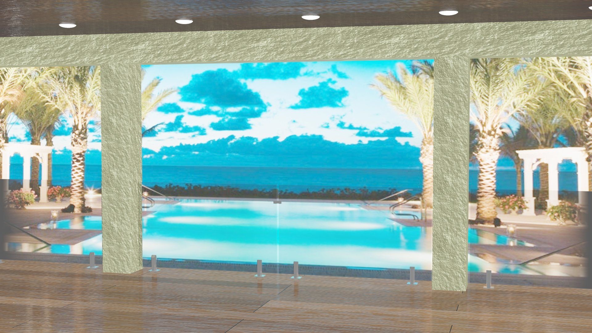 Glass railing featuring 1/2