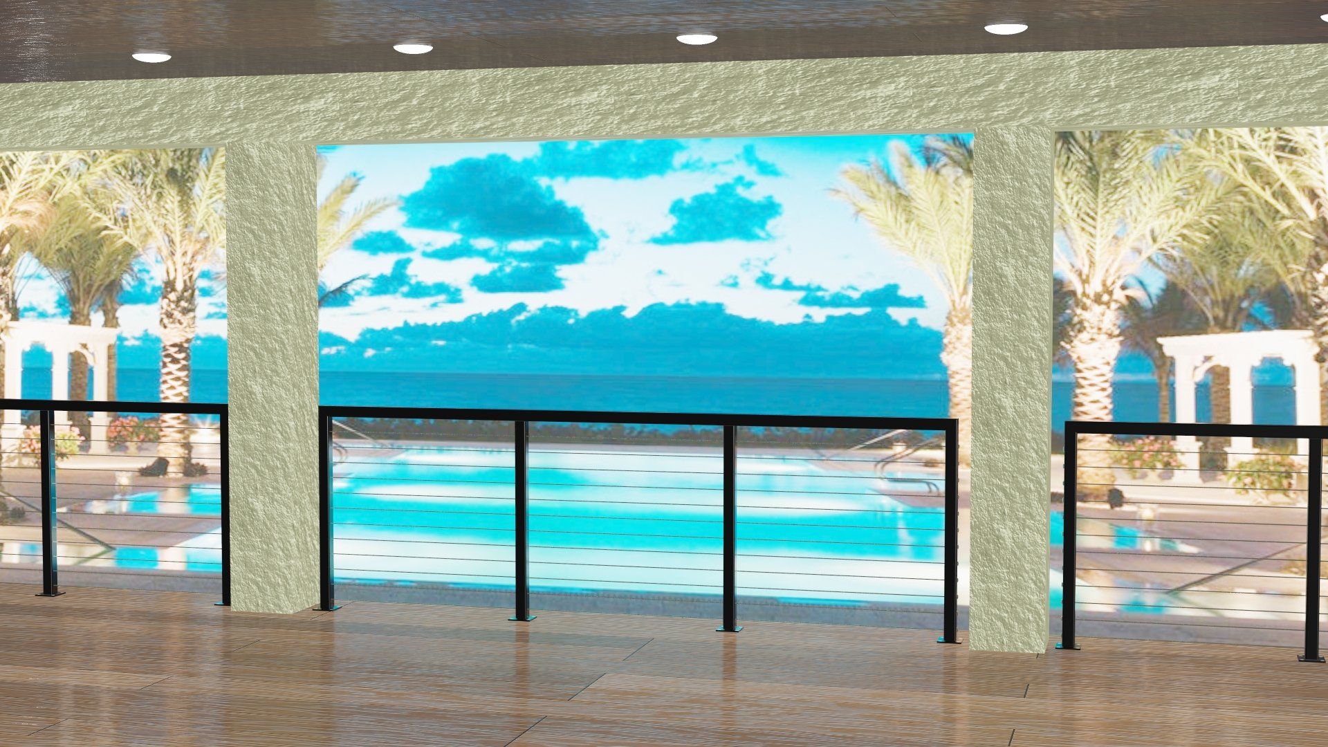 Cable Railing with 304 stainless steel cables and crimped fittings.