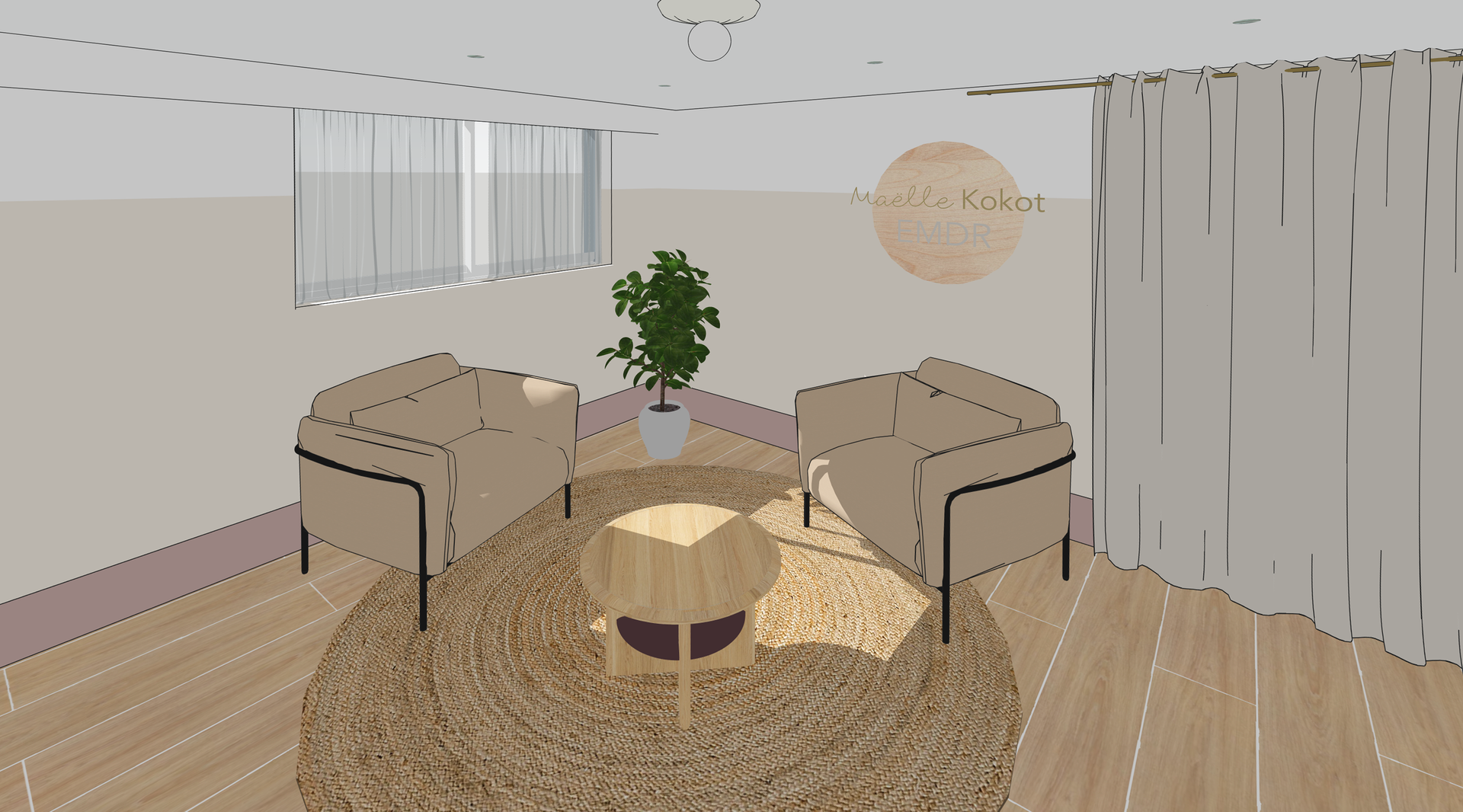 Aménagement d'un bureau de thérapeute dans une rénovation de maison individuelle