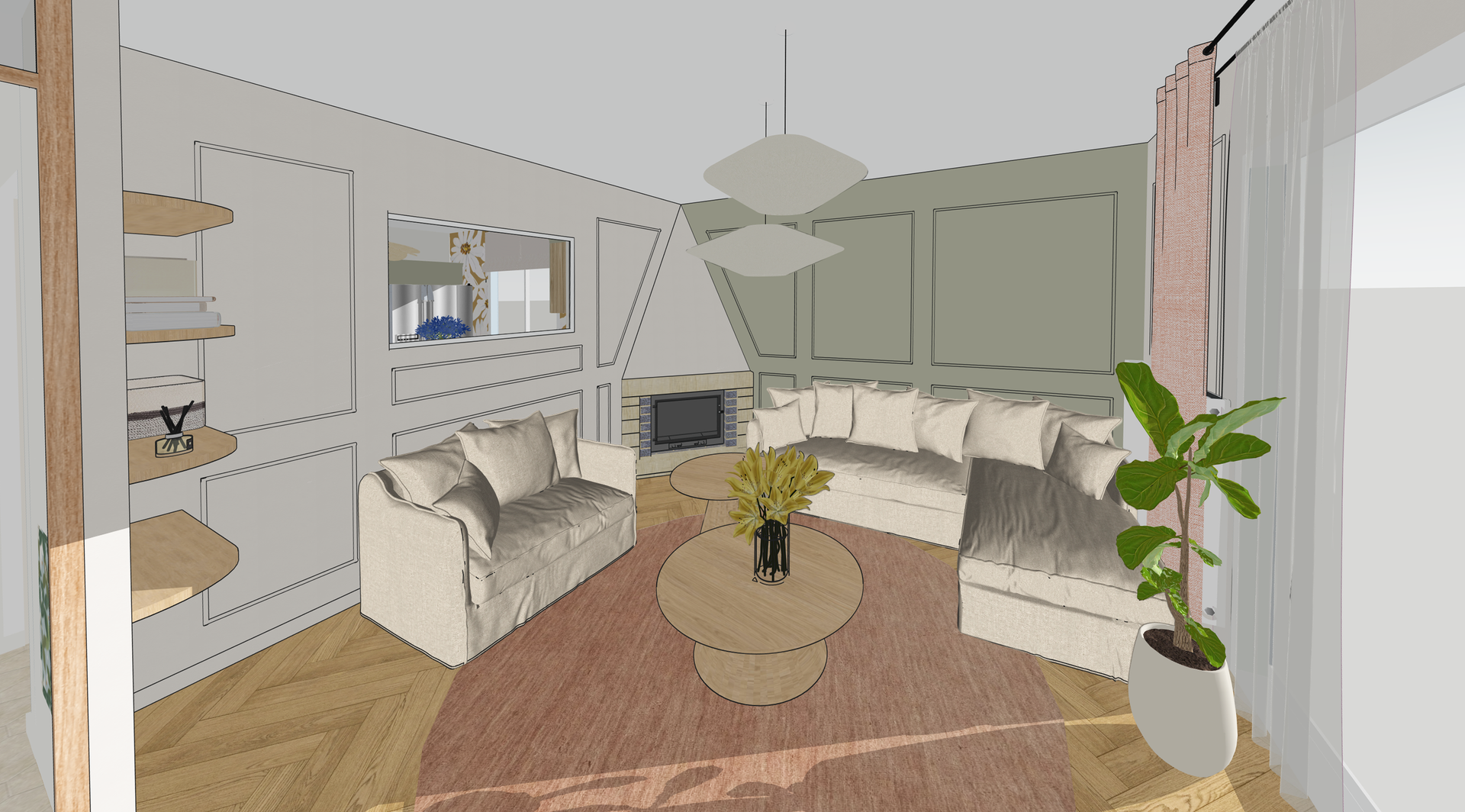 Projet de rénovation totale d'une grande maison avec la volonté qu'elle accompagne ses habitants au quotidien dans leurs projets et leur santé.