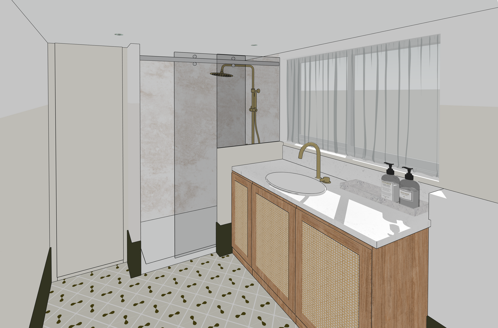 Aménagement de la salle de bain d'une rénovation de maison individuelle