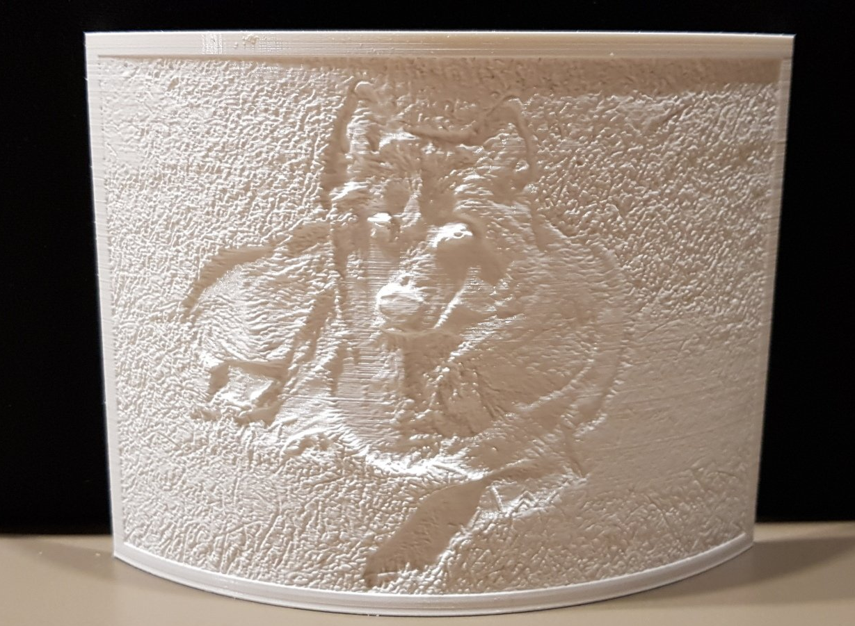Unbeleuchtetes Lithophane mit Hund ohne Farbe