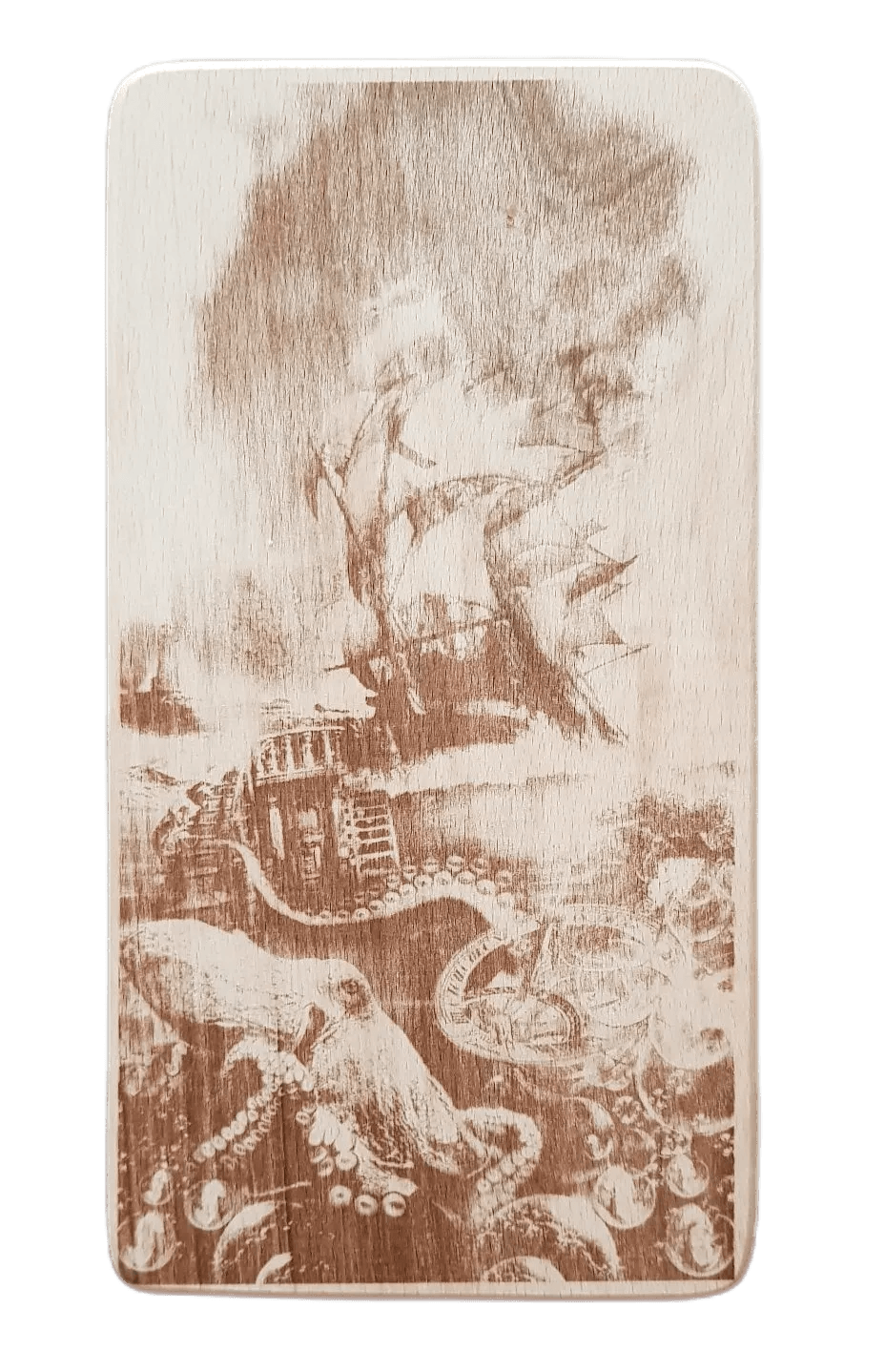 Holz Frühstücksbrettchen mit Tattoo Fluch der Karibik als Fotogravur