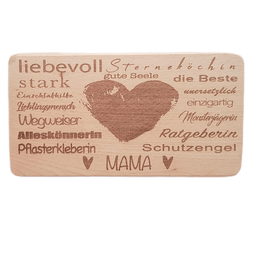 Holz Frühstücksbrettchen mit Herz für Mama