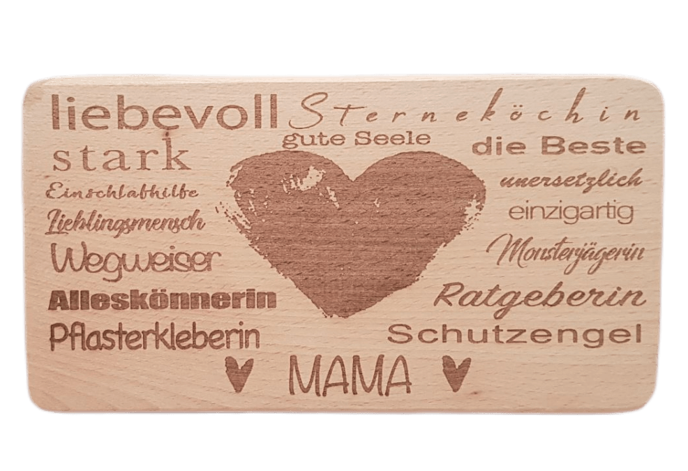 Holz Frühstücksbrettchen mit Herz für Mama