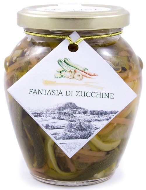 Fantasie di Zucchine, Zucchine, cipolline di tropea, carote, olio extra vergine di oliva 100% italiano
