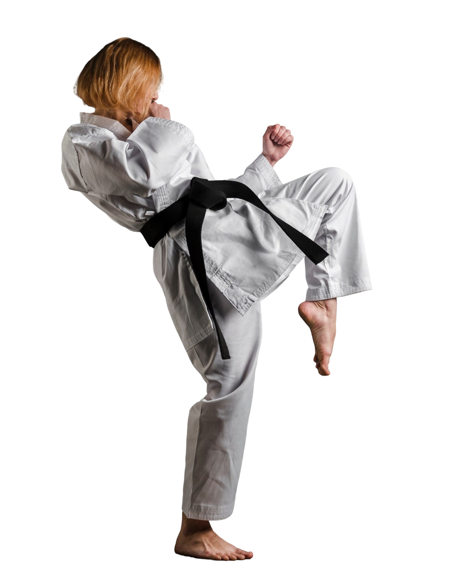 Karate Student Kicking