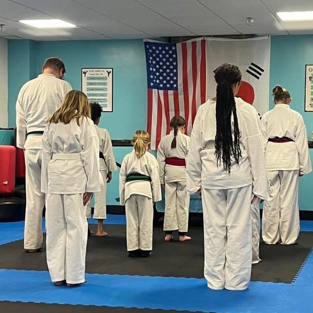 Karate students showing respect
