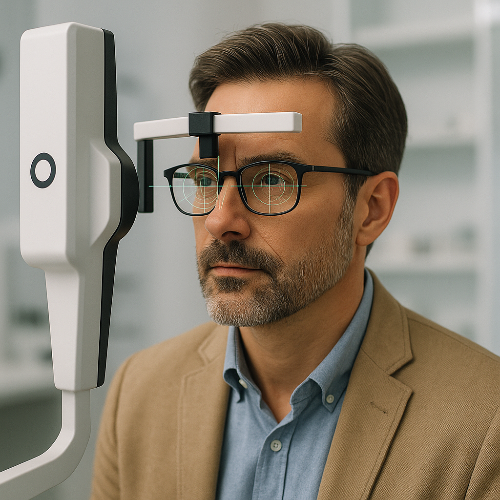 Bild eines Mannes der einen Sehtest macht