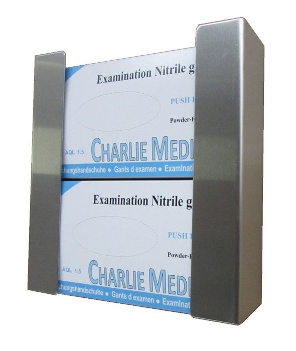 Edelstahl Spender für 2 Handschuhboxen Edelstahl Spender für 2 Handschuhboxen