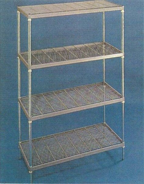 Edelstahl Regal mit Gitterböden Edelstahl Regal mit Gitterböden
