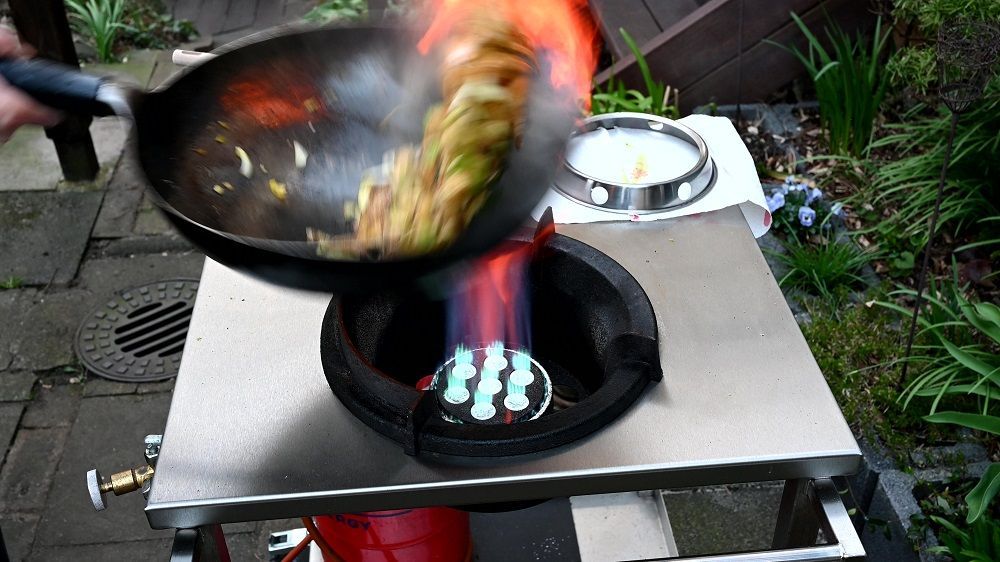 Maßgefertigte Wagen aus Edelstahl für Wokbrenner