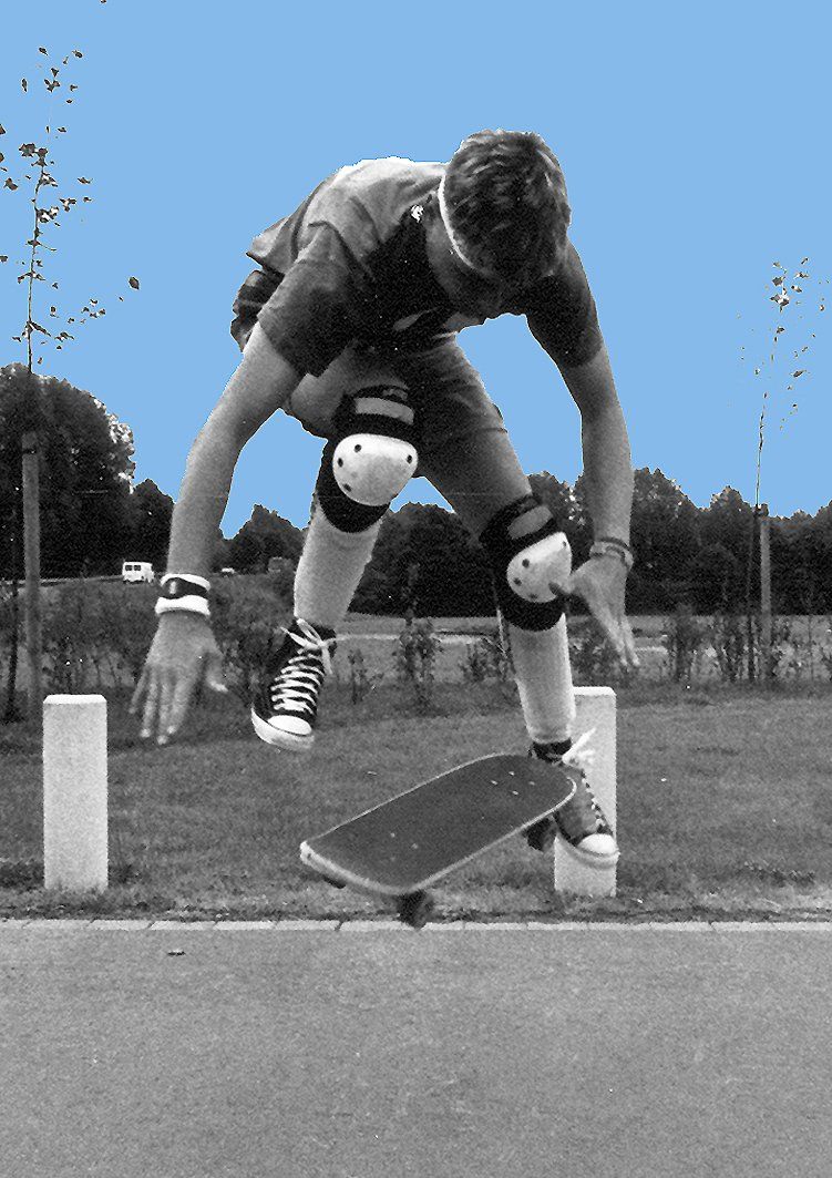 Flip-Flap, Skateboard Trick von Guenter Mokulys. Freestyle Skateboarding, 1990.