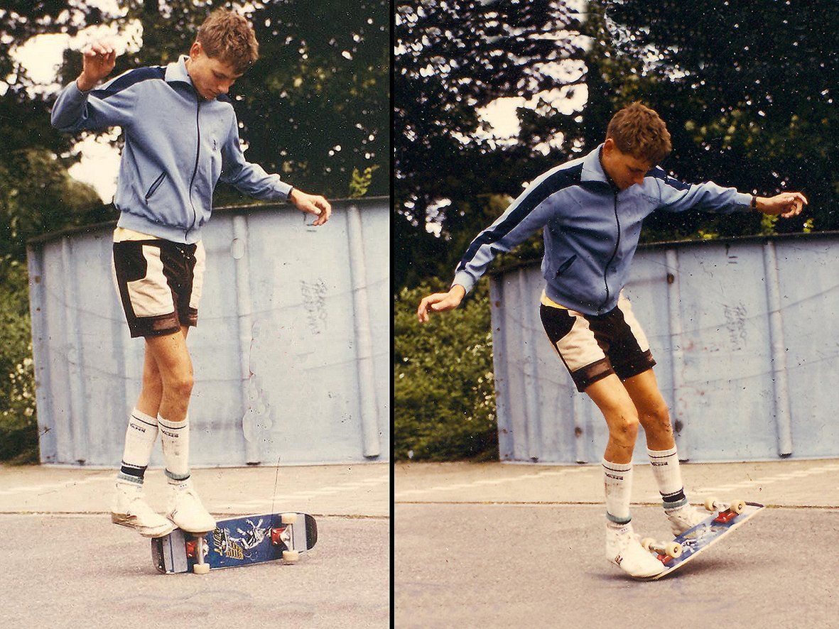 Crossfoot Pogo, Freestyle Skateboarding, Guenter Mokulys, 1986.