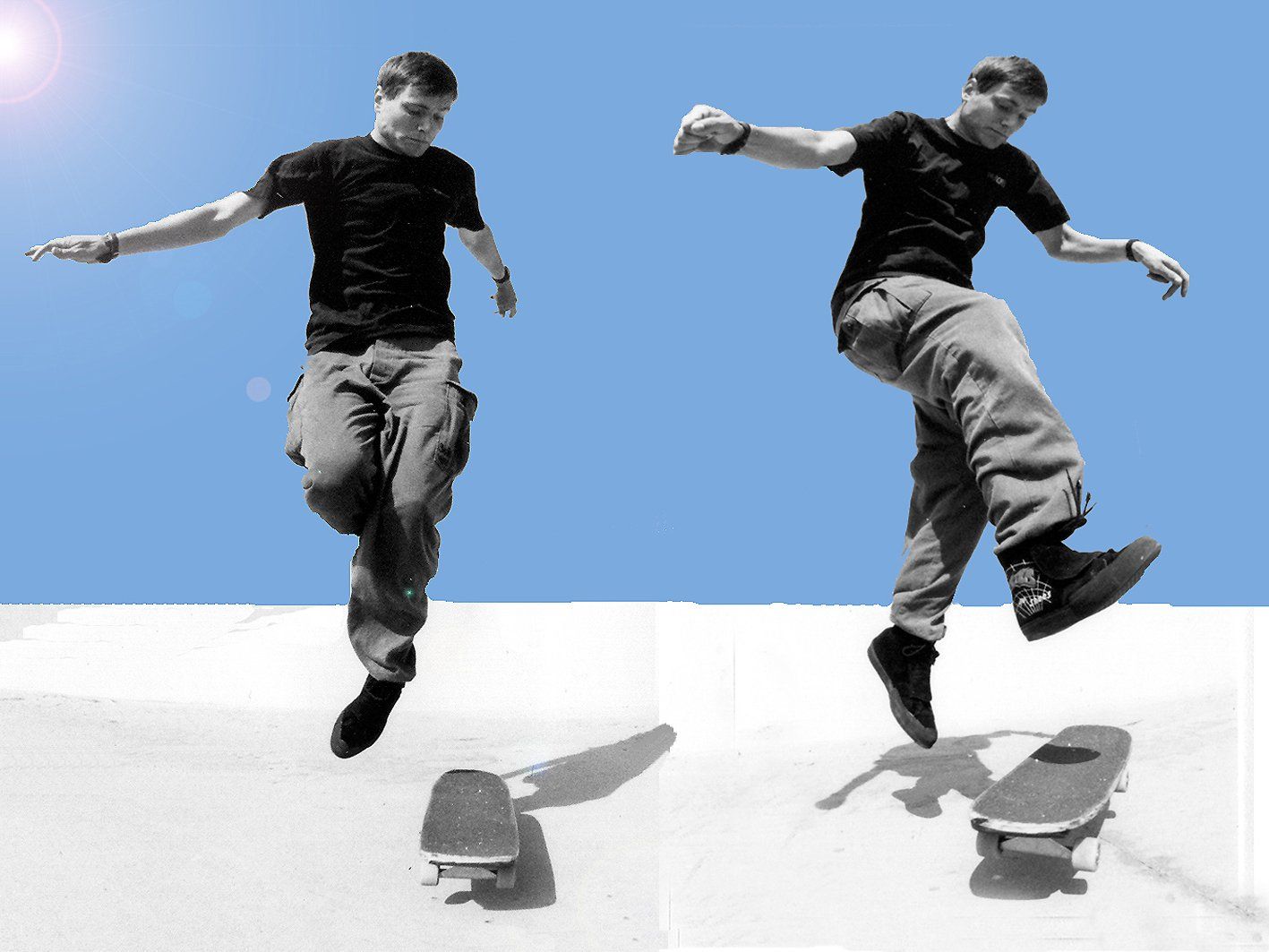 Skateboard Training in San Francisco. Freestyle Skateboarding, Guenter Mokulys, 1992.