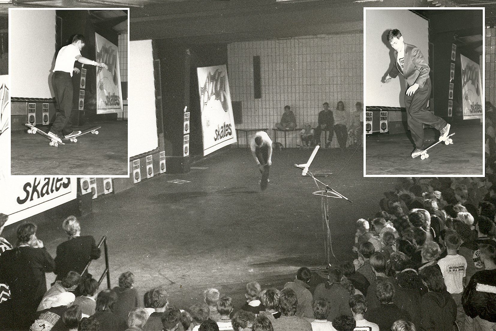 Skateboard Show in Münster. Freestyle Skateboarding, Guenter Mokulys. 1987.