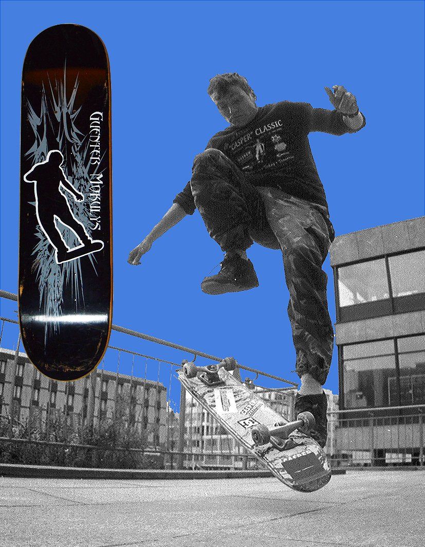 Pro-Model von Casper Industrie. Guenter Mokulys. Freestyle Skateboarding, 2003.