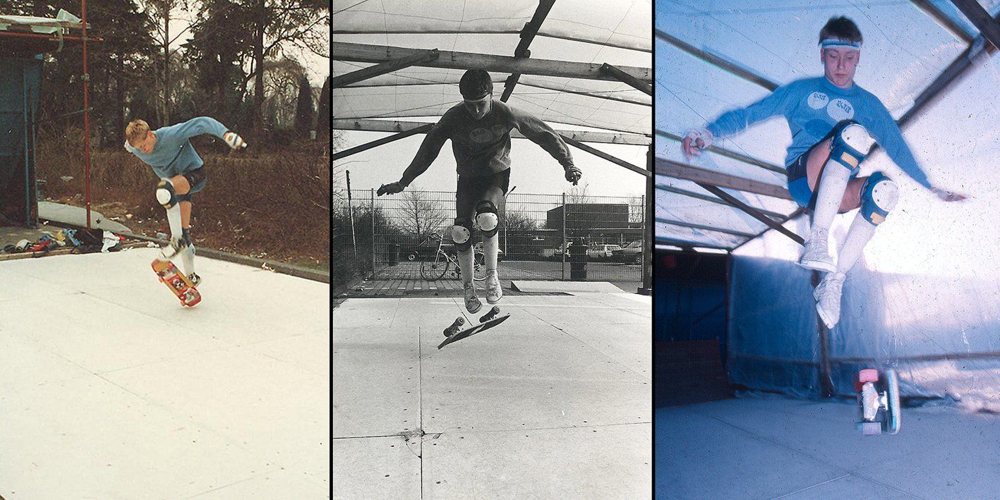 Verschiedene Freestyle Skateboard Tricks. Freestyle Skateboarding, Guenter Mokulys, 1987.