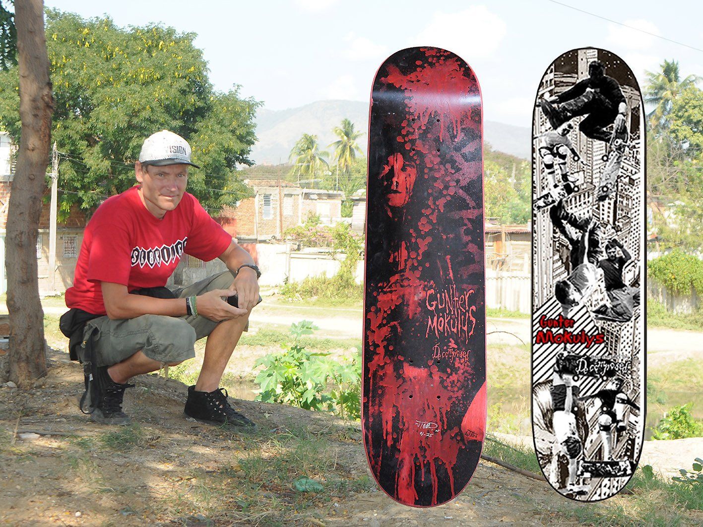 Pro-Model von Decomposed Skateboards. Freestyle Skateboarding, Guenter Mokulys, 2007.