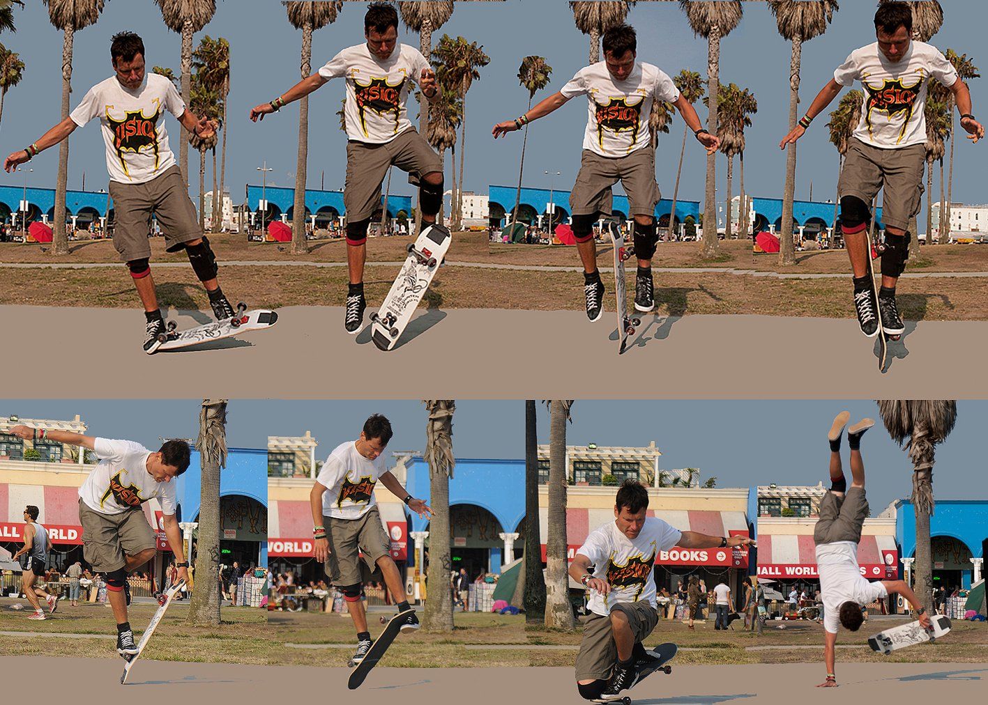 Training in Venice Beach. Freestyle Skateboarding, Guenter Mokulys, 2009.
