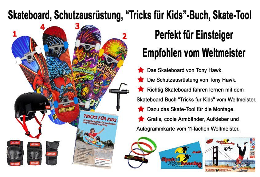 Komplettpaket Kinder-Skateboards Produkte von Marshall Skateboarding