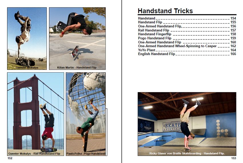 Freestyle Buch Teil-1. Seite: 152-153. Handstand Tricks.