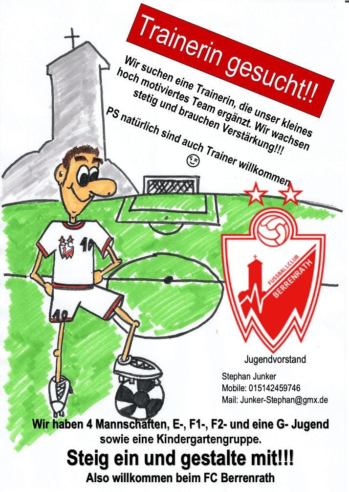 Wir suchen eine Trainerin - oder einen Trainer. Trainerin gesucht. Gerne auch Trainer.