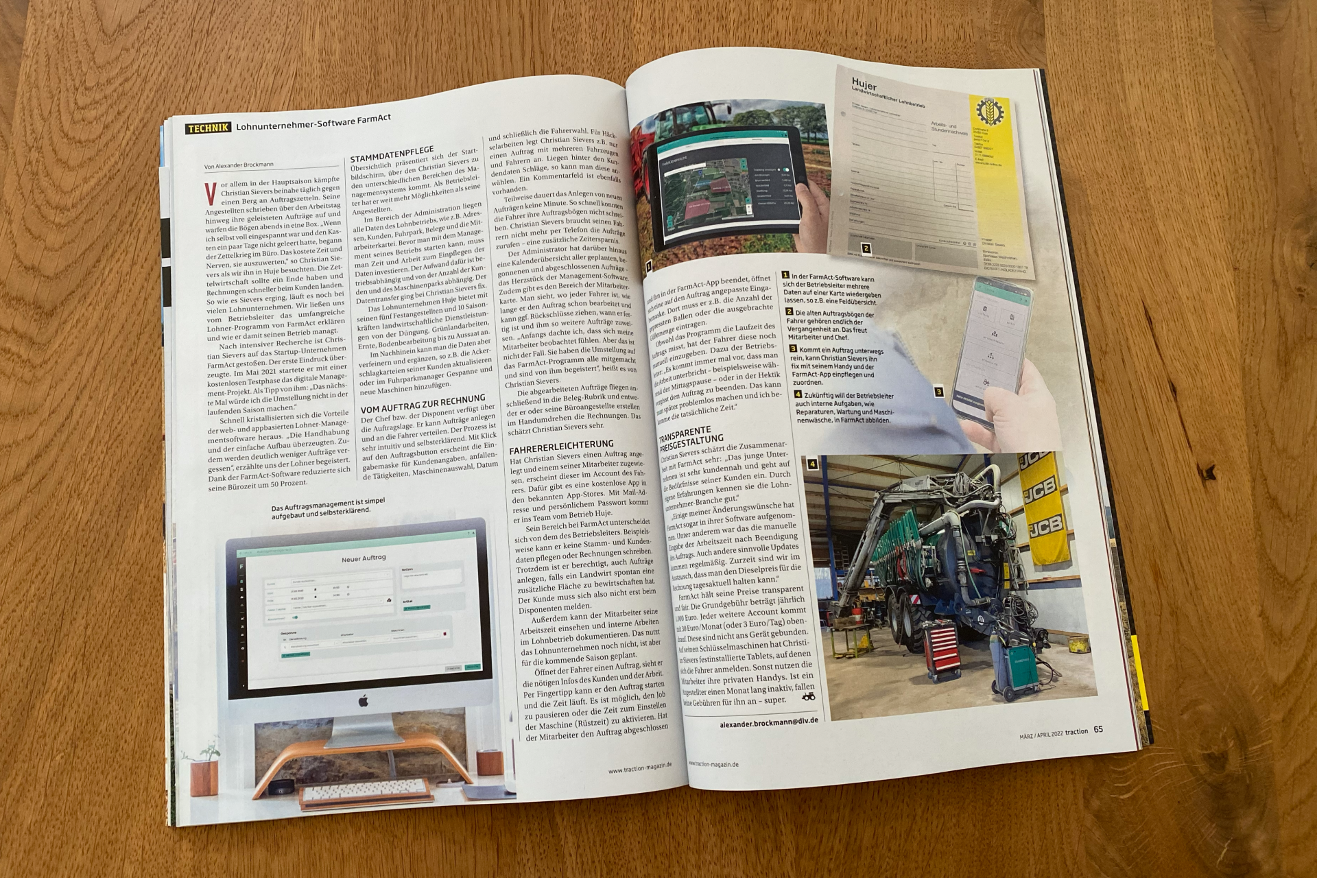 Artikel über das Lohnunternehmen von Christian Sievers und seine Einschätzung  zu FarmAct