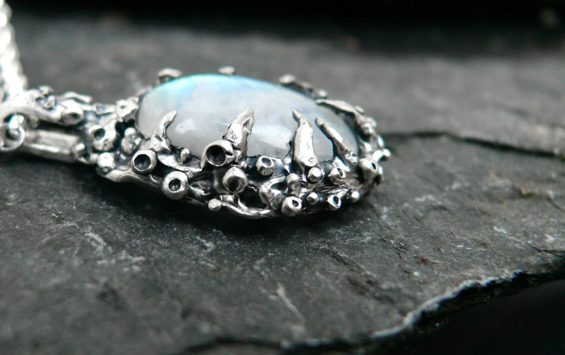 loading=lazy Artisan carved silver necklace originally carved in wax before casting, showing the fine hand-carved detail