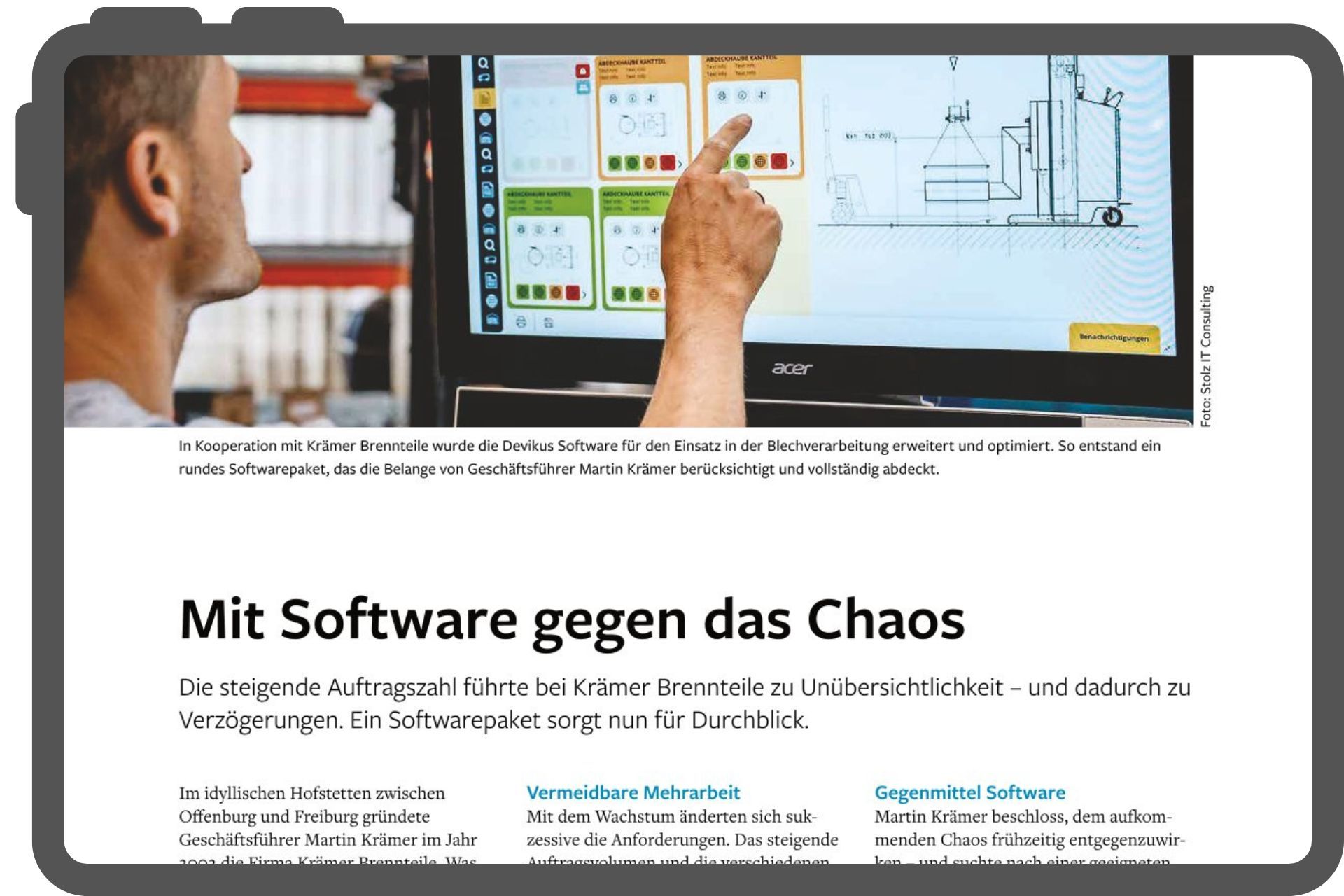 Ausschnitt eines Artikels mit Bild und Text