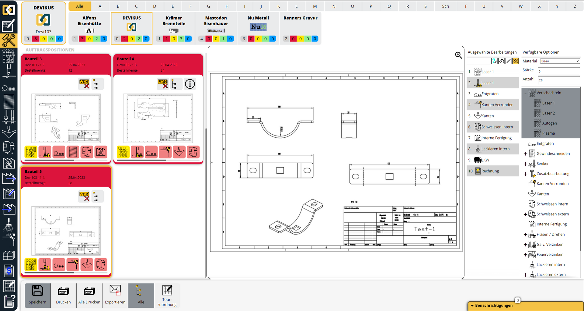 Screenshot einer Software mit Arbeitsvorbereitungs-Dialog.