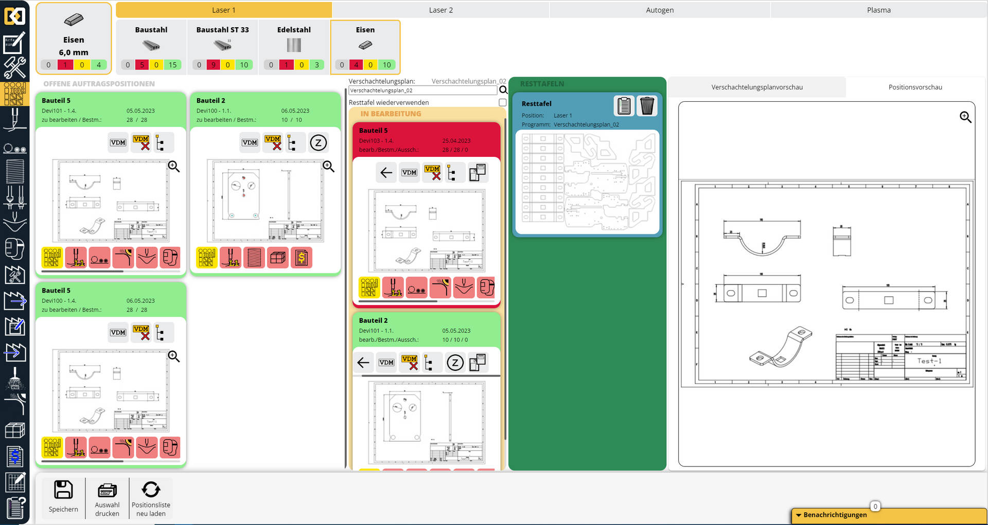 Screenshot einer Software mit Programmfunktionen.