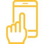 Icon mit einem Handy und Zeigefinger.