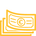 Icon mit drei gestapelten Geldscheinen.