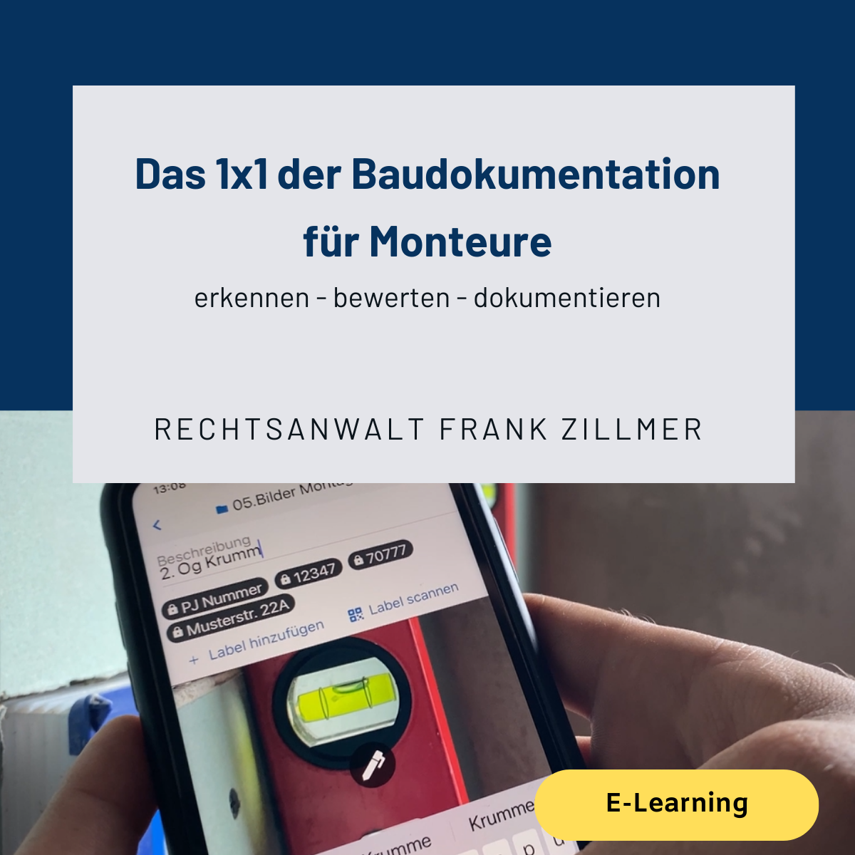 weitere Informationen ... Das 1x1 der Baudokumentation erkennen - bewerten - dokumentieren Rechtsanwalt Frank Zillmer Fachanwalt für Bau- und Architektenrecht